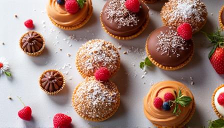 Decadent dessert spread with individual pastries