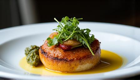 Gourmet plated main course dish, artfully presented