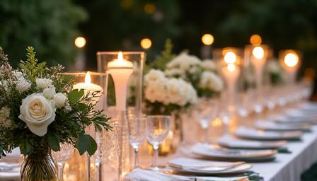 Elegant wedding reception table setting